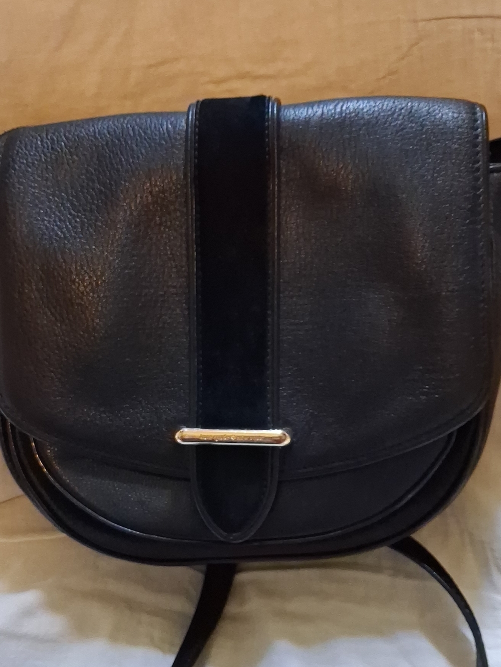 Black Women's Leather Crossbody Bag. Velvet Accents/Gold Hardware.  KATE SPADE